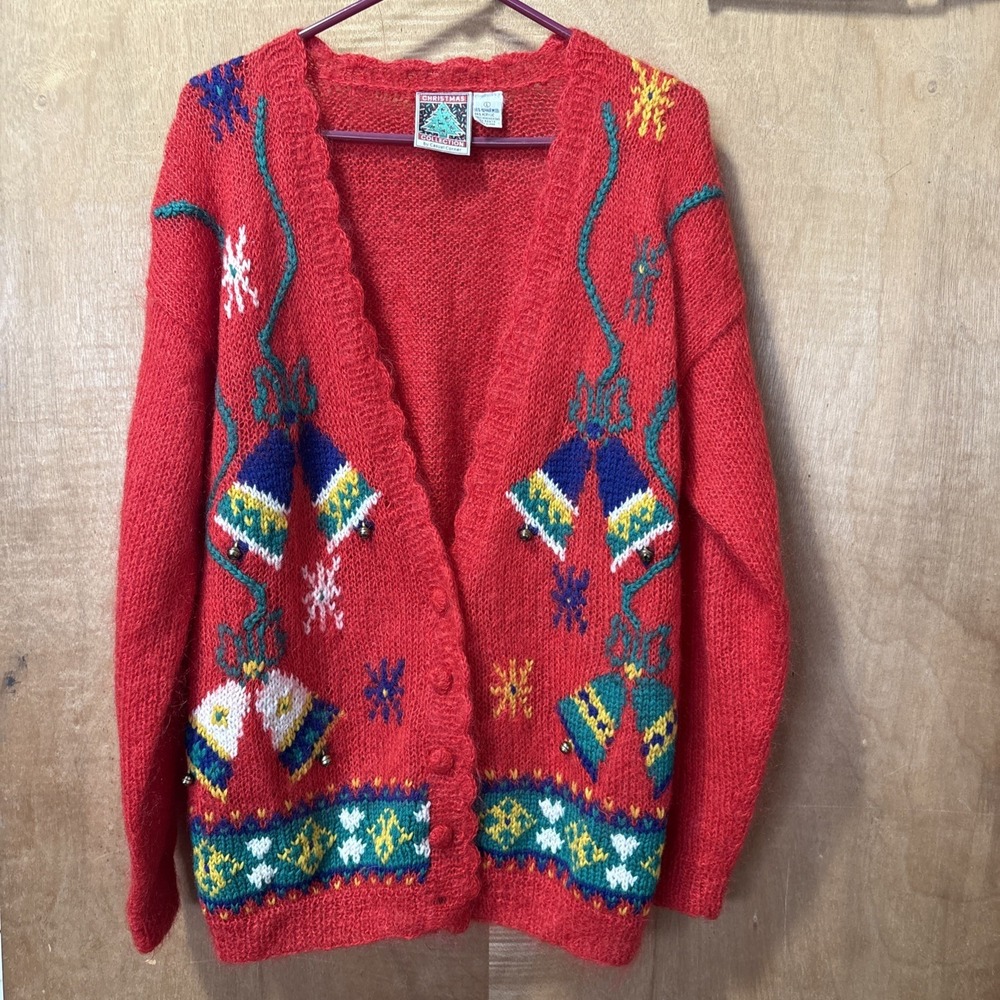 Vintage Casual Corner Wool Mohair Size L Ugly Christmas Cardigan Sweater